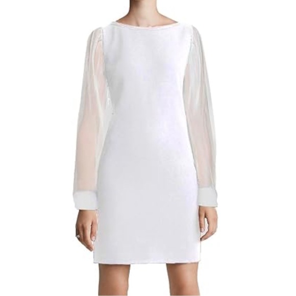 Elie tahari shift dress sheer silk sleeves - Picture 1 of 4